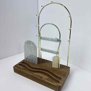 A New Day Jewelry Organizer | Wood & Gold Metal Display Stand
